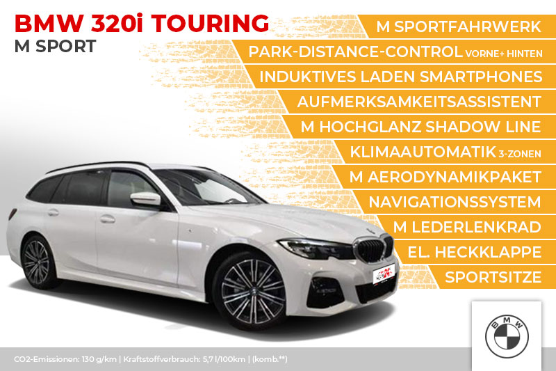 BMW 320i Touring M Sport, Sportsitze, Virtual Cockpit, LED, Navi, PDC, Kamera, Sitzheizung, Tempomat