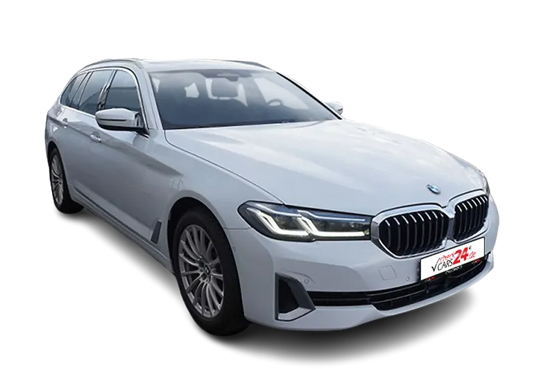 BMW 520d Touring Luxury Line  Mild-Hybrid | Weiss Metallic | Kurvenlicht, Kamera, PDC v+h, Head-Up Display, El. Heckklappe, Keyless-Go