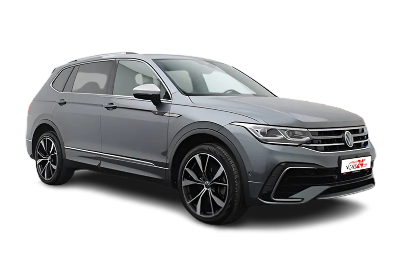 VW Tiguan Allspace R-Line 4Motion | Grau Metallic | 7 Sitzer, 360° Kamera, PDC, Navi, El. Heckklappe, Klima, Panoramadach