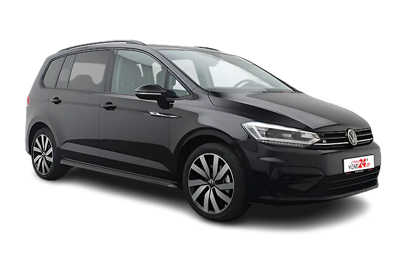 VW Touran R-Line | Schwarz Metallic | 7 Sitzer, Navi, El. Heckklappe, Klima, PDC, ACC, Kurvenlicht, LM 18 Zoll