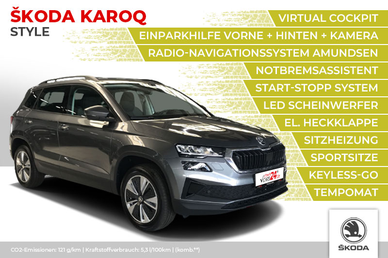 Škoda Karoq 2,0 TDI DSG, Keyless-Go, Sportsitze, Virtual Cockpit, PDC, Kamera, El. Heckklappe, LED