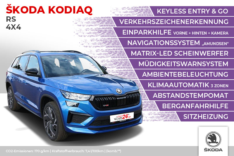 Skoda Kodiaq RS 4x4, ACC, PDC v+h, Kamera, Klima, SHZ, Navi, Keyless Entry & Go